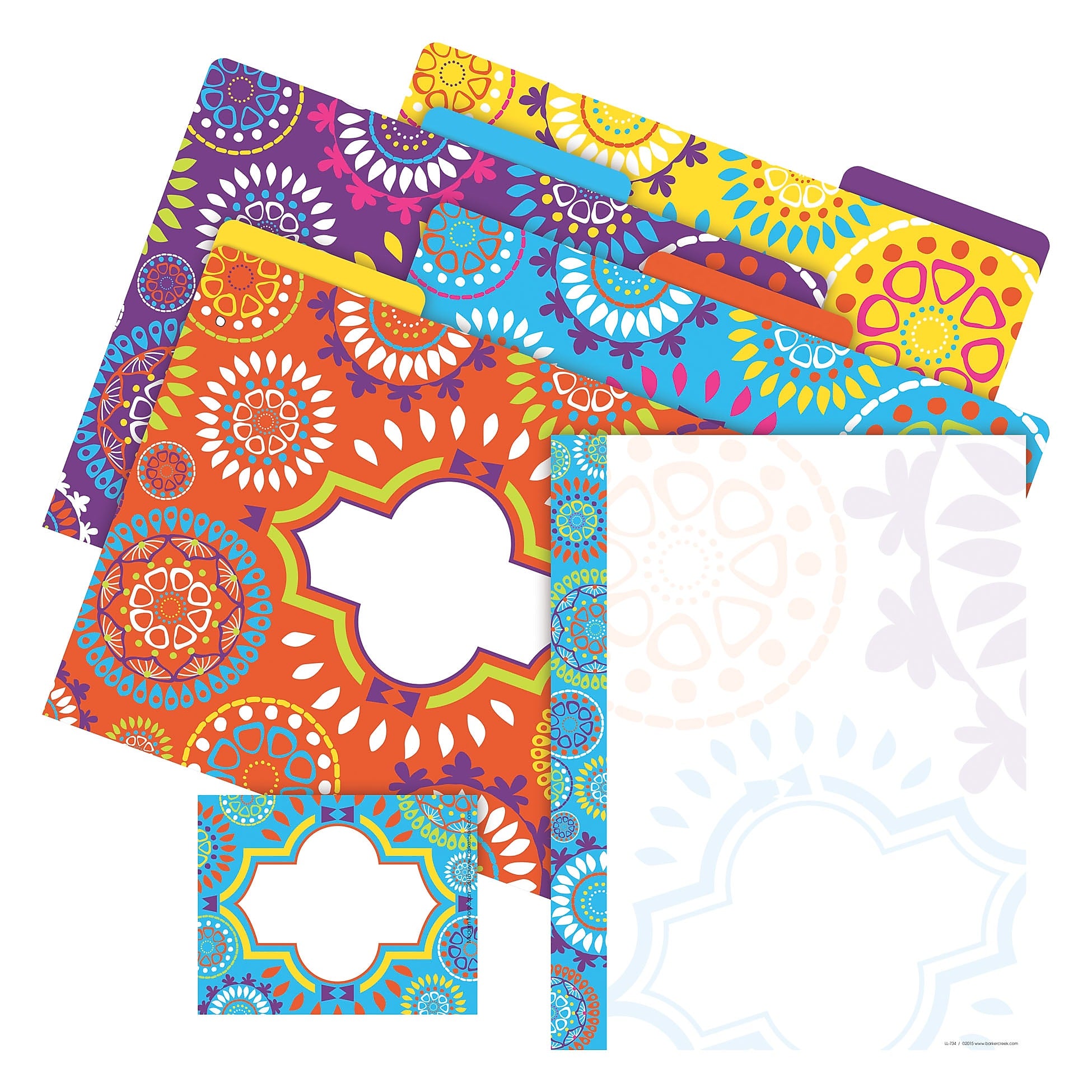 Barker Creek Moroccan File Folders, Computer Paper and Nametags, 1/3-Cut Tab, Letter Size, Assorted Colors, 107/Set (BC0115)