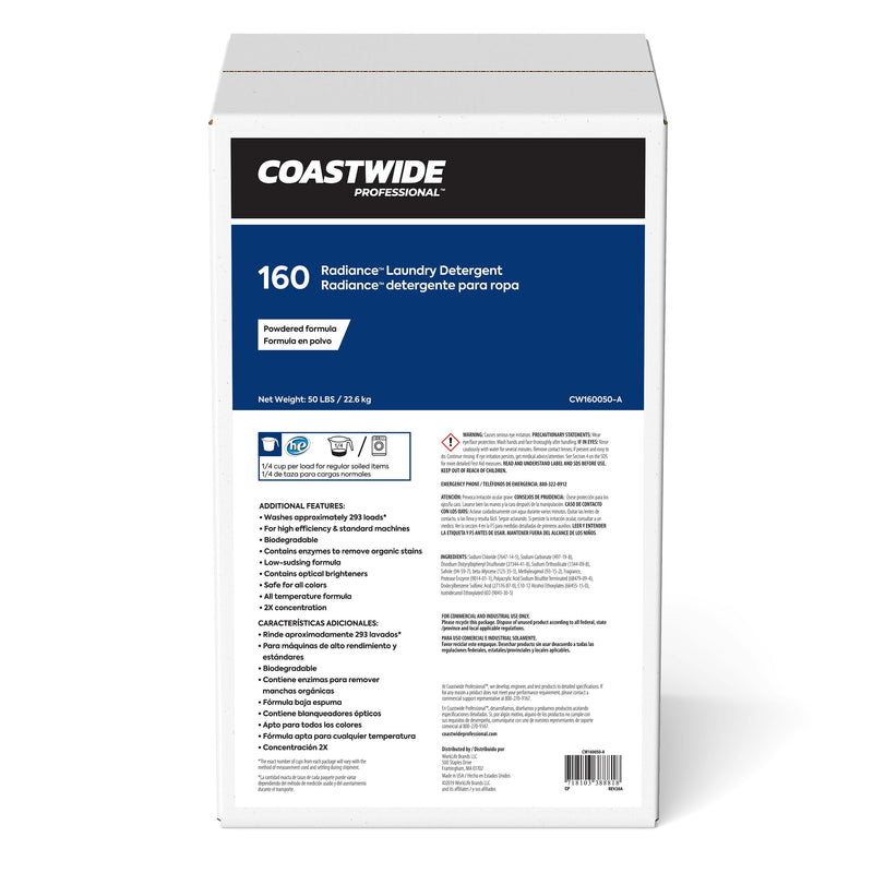 Coastwide Professional™ Radiance™ Powder Laundry Detergent, 293 Loads, 800 oz., 50 lbs. (CW160050-A/9005)