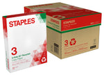 Staples 30% Recycled 8.5" x 11" 3-Hole Punch Copy Paper, 20 lbs., 92 Brightness, 500/Ream,10 Reams/Carton (112370)