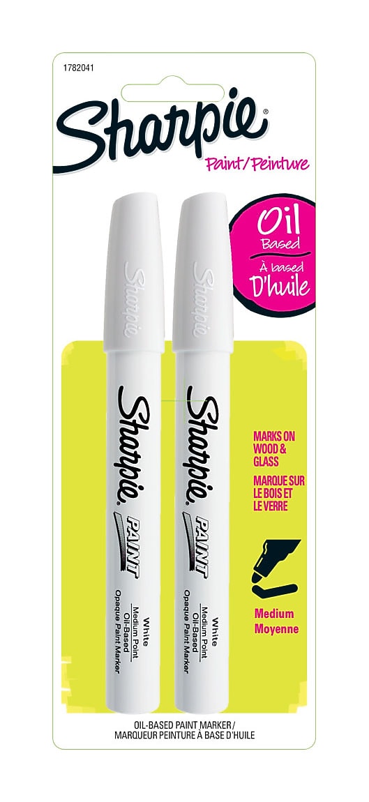 Sharpie Oil-Based Paint Markers, Medium Tip, White, 2/Pack (1782041)