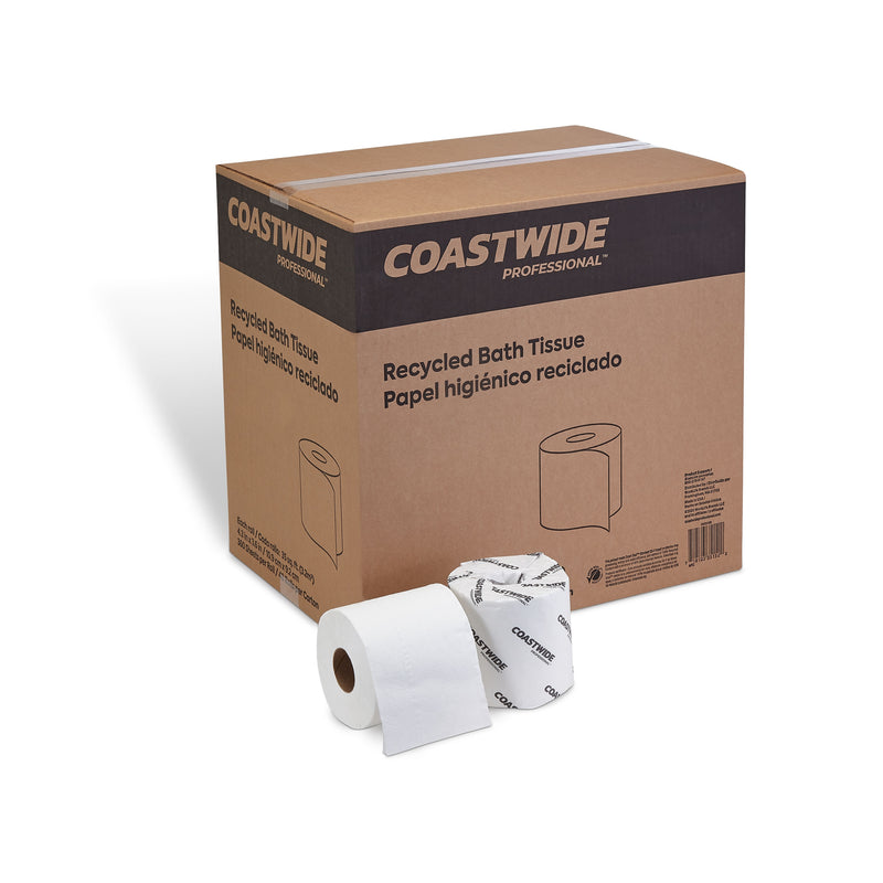 Coastwide Professional™ Recycled Toilet Paper, 2-ply, White, 360 Sheets/Roll, 48 Rolls/Case (CW20189)