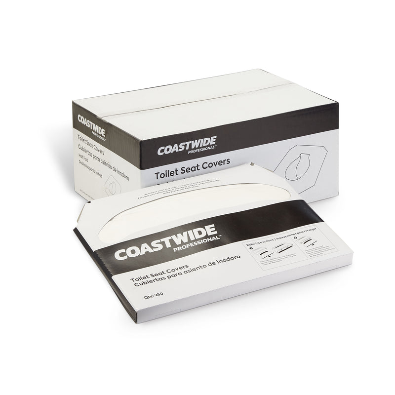 Coastwide Professional™ Toilet Seat Covers, 0.87" x 10.43", 250/Pack, 10 Packs/Carton (CW24776)