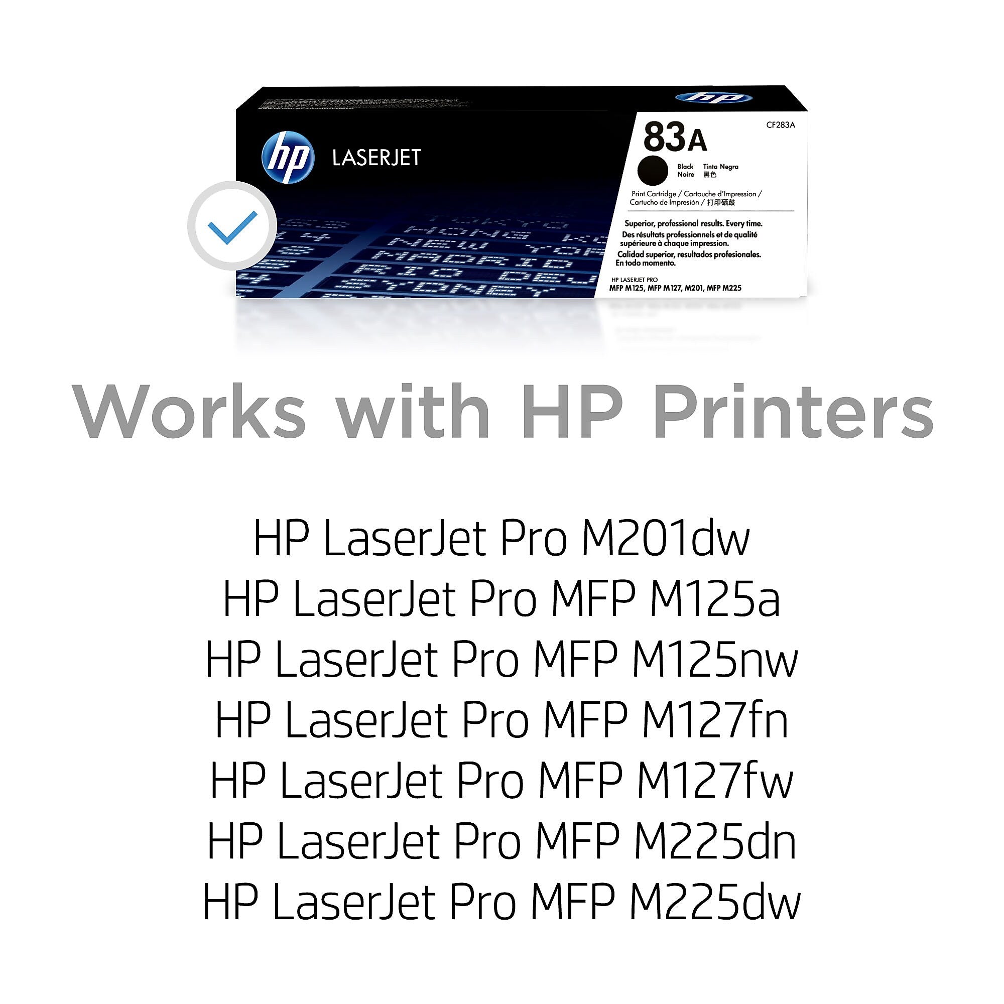 HP 83A Black Standard Yield Toner Cartridge, Prints Up to 1,500 Pages (CF283A)
