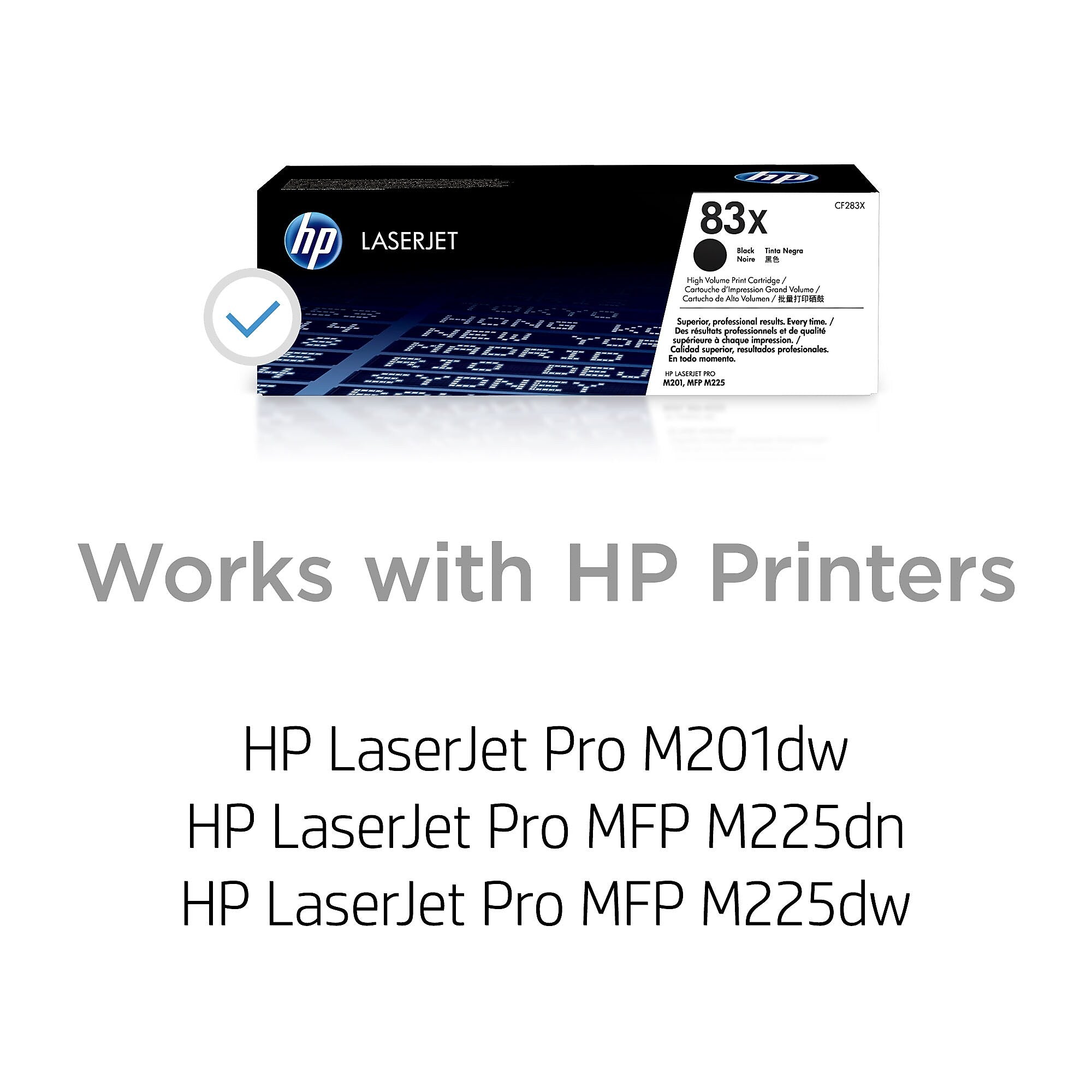 HP 83X Black High Yield Toner Cartridge, Prints Up to 2,200 Pages (CF283X)