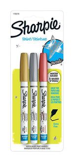 Sharpie Water-Based Paint Markers, Extra Fine Tip, Assorted Metallic, 3/Pack (1783278)