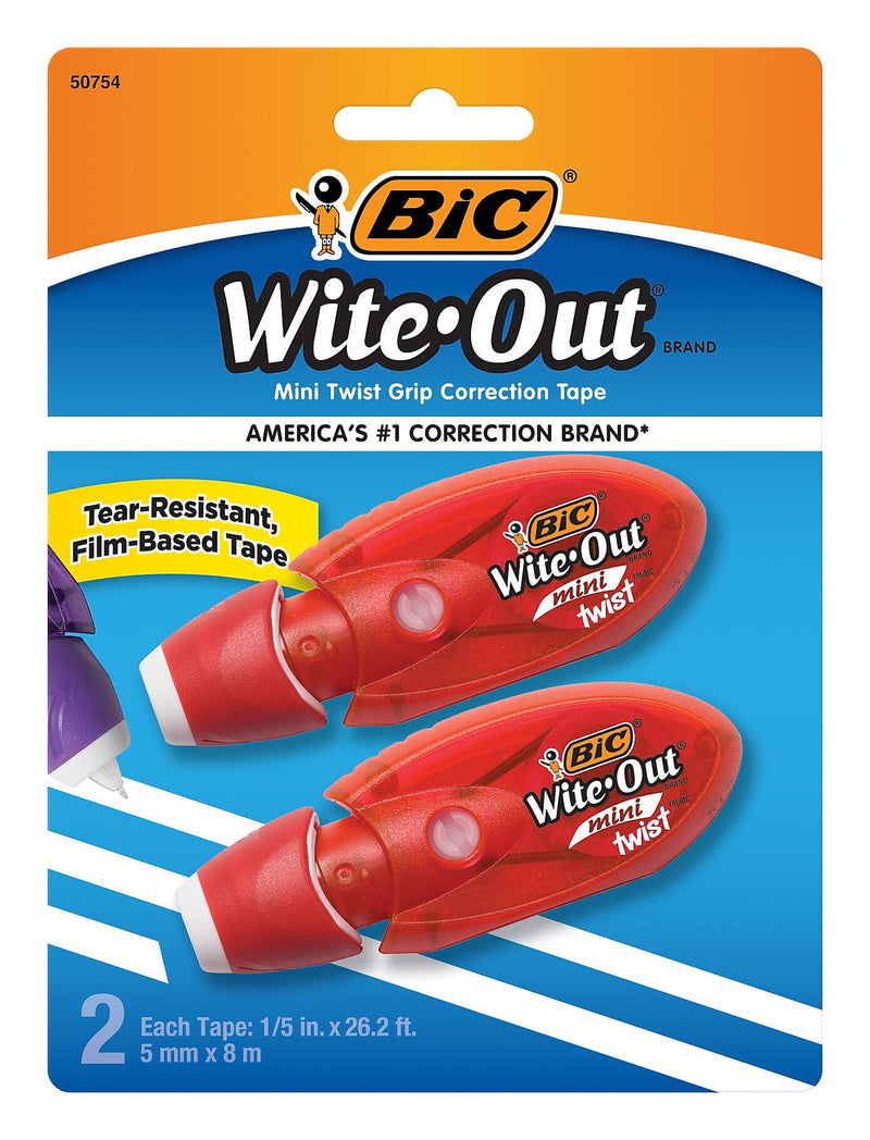 BIC Wite-Out Mini Correction Tape, White, 2/Pack (50754)