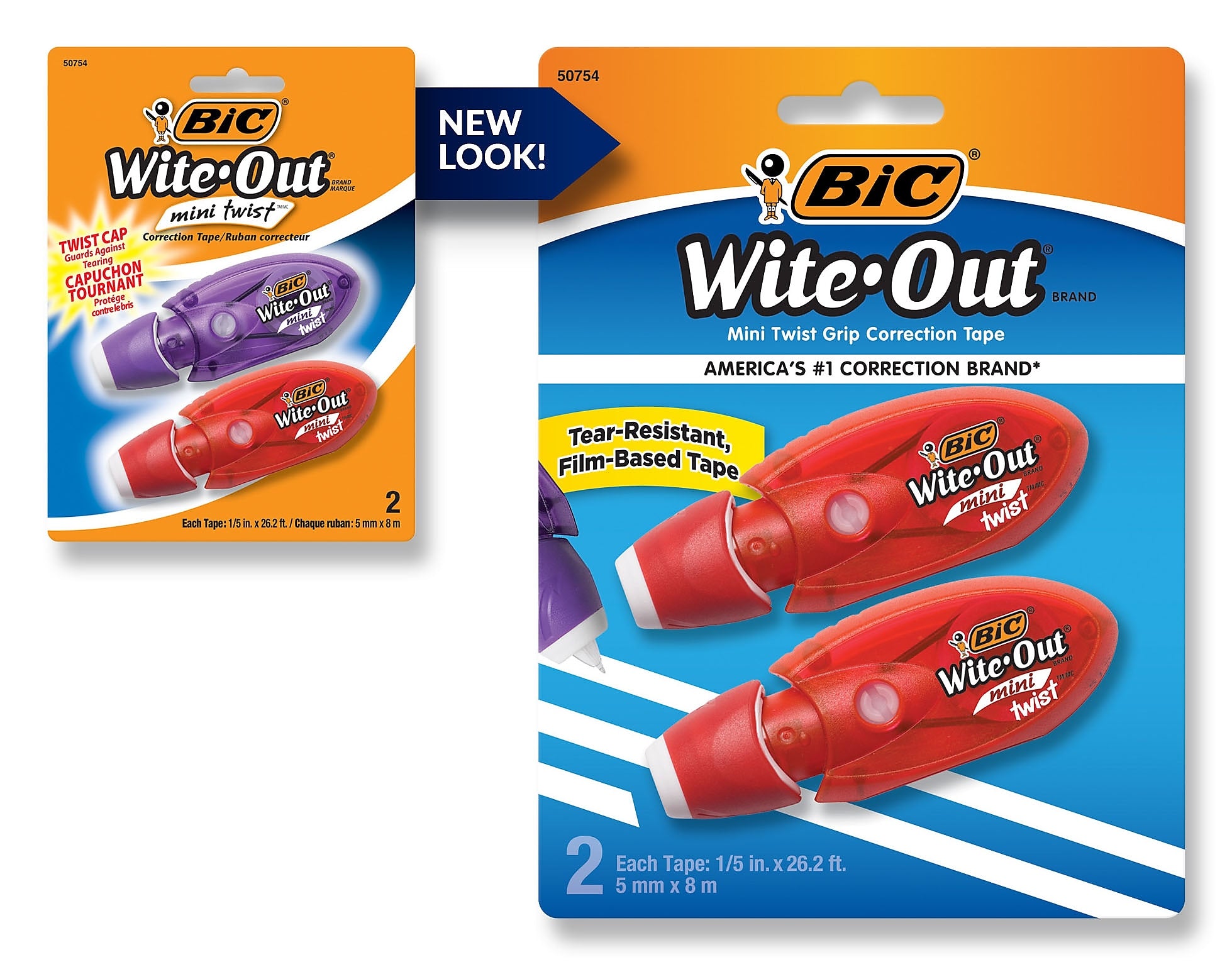 BIC Wite-Out Mini Correction Tape, White, 2/Pack (50754)