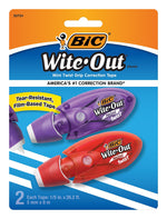 BIC Wite-Out Mini Correction Tape, White, 2/Pack (50754)