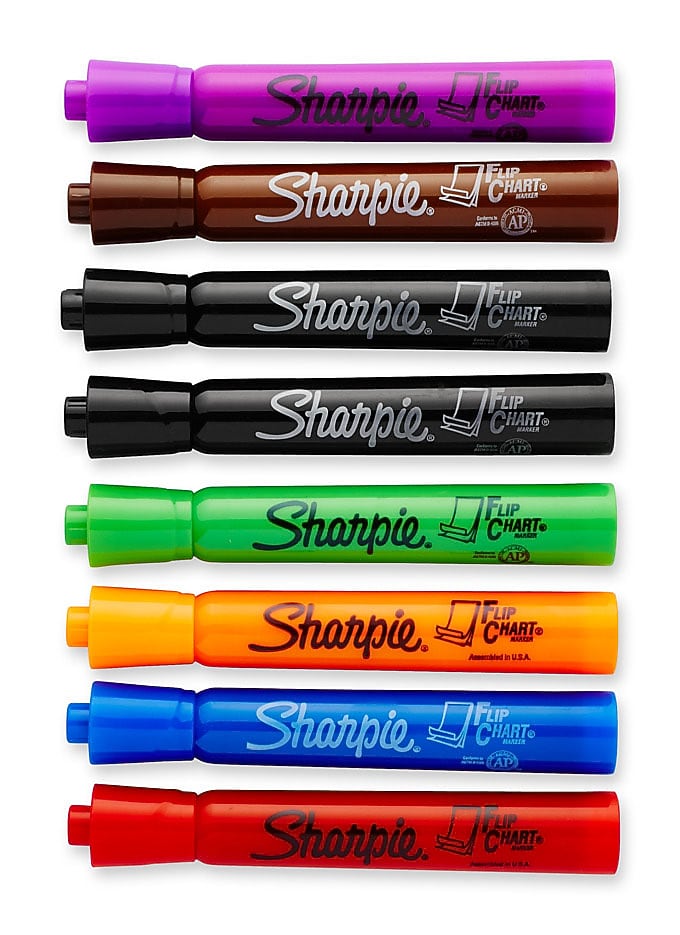 Sharpie Flip Chart Tank Permanent Marker, Bullet Tip, Assorted, 8/Pack (22480)