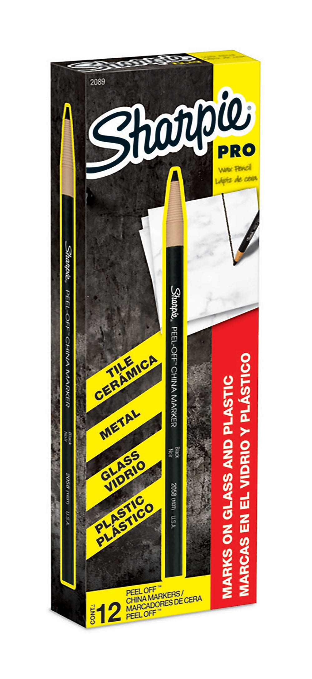 Sharpie Peel-Off China Marker, Black, Dozen (02089)