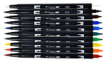 Tombow Dual Brush Primary Palette Classic Drawing Pens, Assorted, 10/Pack (64467)