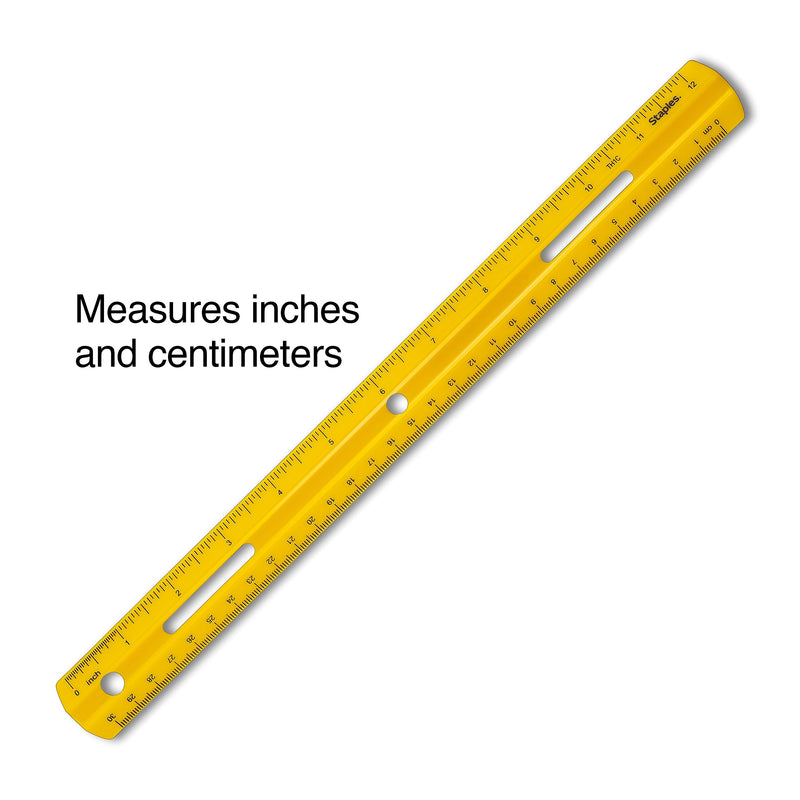 Staples 12" Plastic Ruler, Assorted Colors (51884)