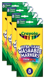 Crayola Classic Color Ultra-Clean Washable Markers fine tip pack of 8 [Pack of 4]