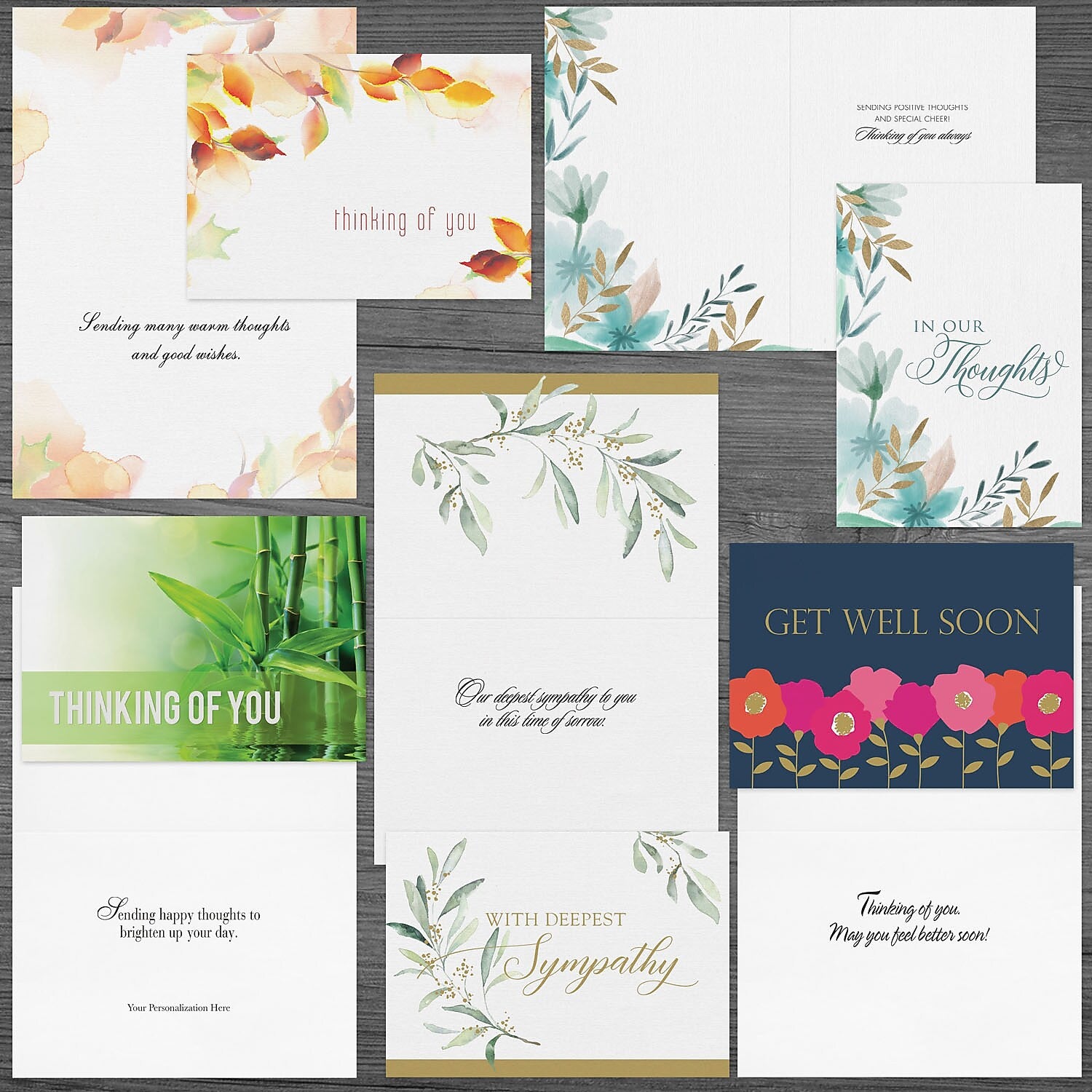 "Thinking Of You" Pre-Versed Assorted Pack w/ Fastick® Envelopes, 25/Pk