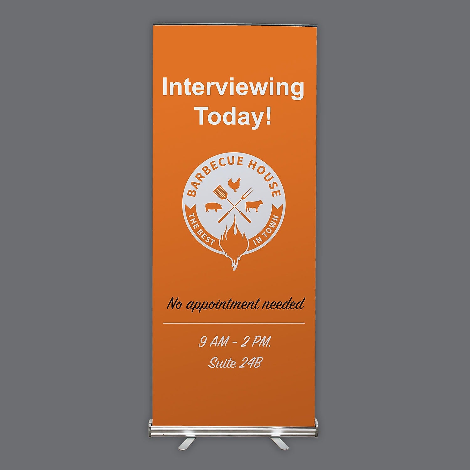 Vertical Indoor Banner with Retractable Stand, 33.5"X80", Qty 1