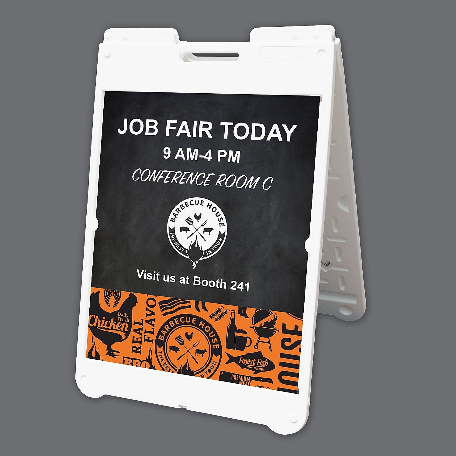 Sandwich Board A-Frame Sign Holder with Two 28" x 22" Full Color Corrugated Sign Inserts (same artwork), 1 Unit