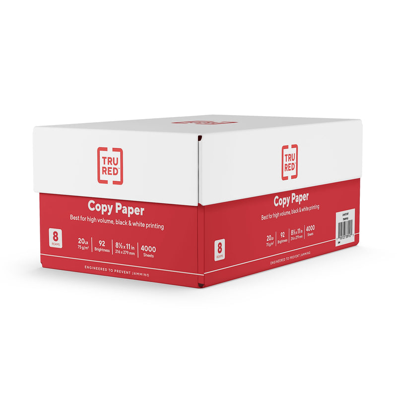 TRU RED 8.5" x 11" Copy Paper, 20 lbs., 92 Brightness, 500 Sheets/Ream, 8 Reams/Carton (TR59702)