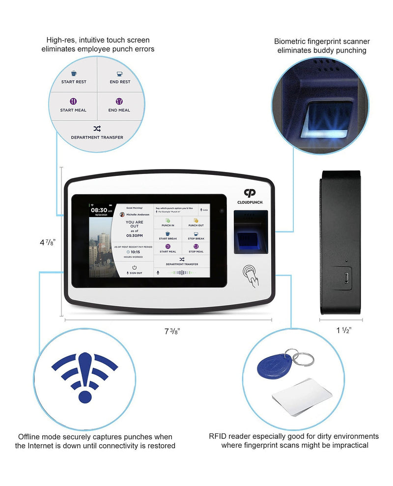 Acroprint CloudPunch CP200 Fingerprint Time Clock System, Black (01-0294-000)