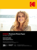 Kodak Premium Photo Paper Glossy Photo Paper, 8.5" x 11", 25 Sheets/Pack (41173)