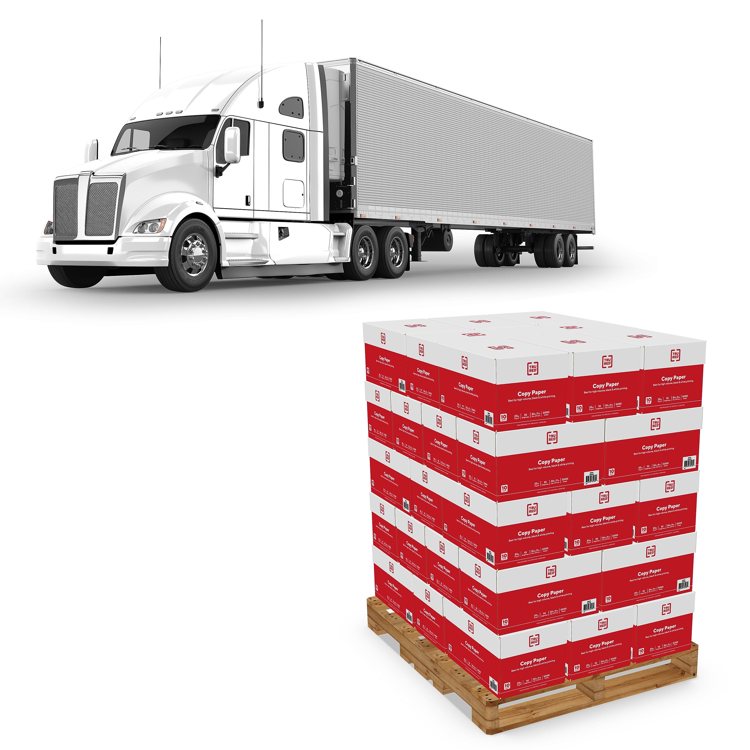 Staples Copy 3-Hole Punched Copy Paper, 8.5" x 11", 20 lbs., White, 840 Carton/Trailer Load (122457)