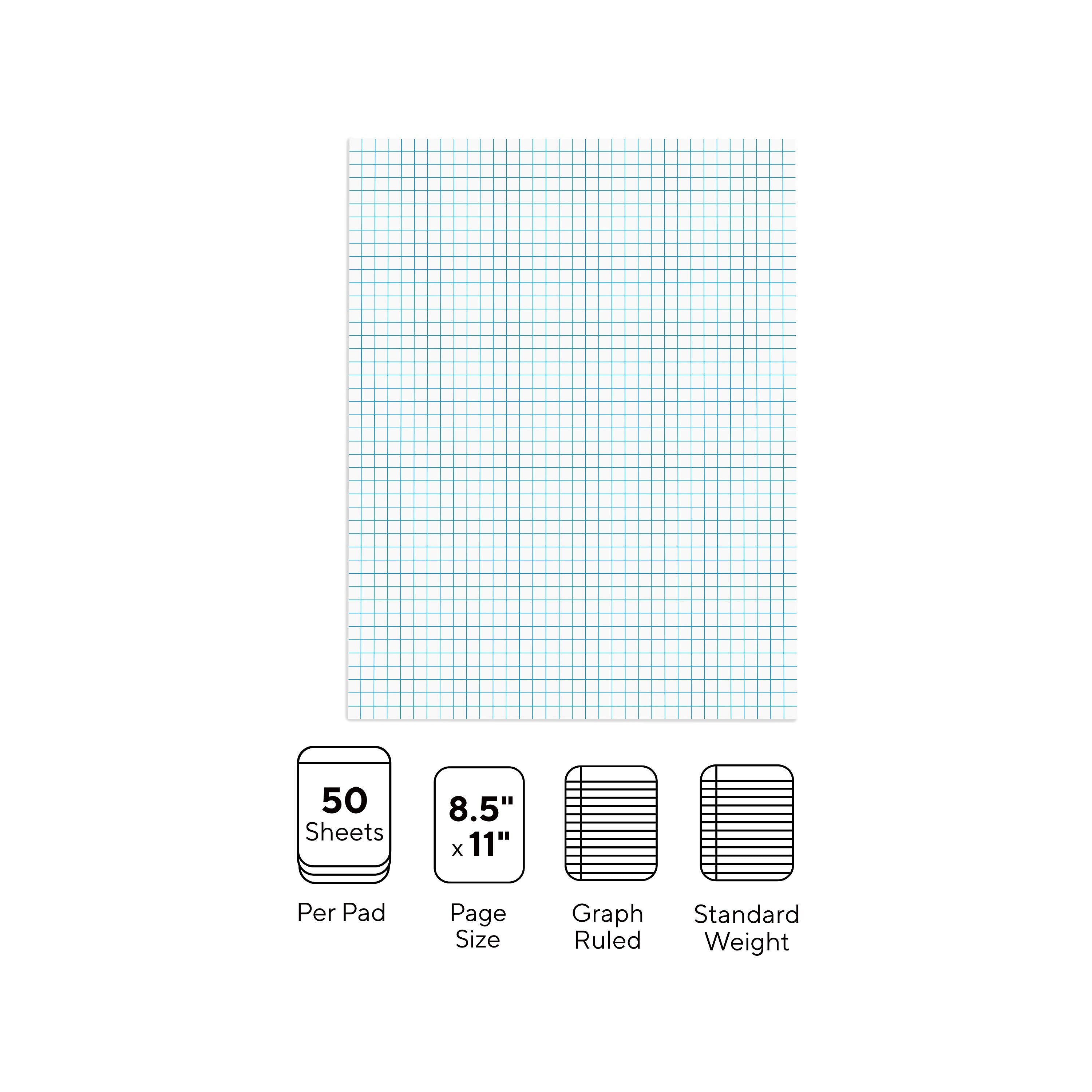 Staples Graph Pad, 8.5" x 11", Graph Ruled, White, 50 Sheets/Pad, 6 Pads/Pack (ST57333)