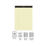 Staples Notepad, 8.5" x 11.75", Narrow Ruled, Canary, 100 Sheets/Pad, Each (ST57347)