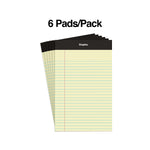 Staples Notepads, 5" x 8", Narrow Ruled, Canary, 100 Sheets/Pad, 6 Pads/Pack (ST57302)