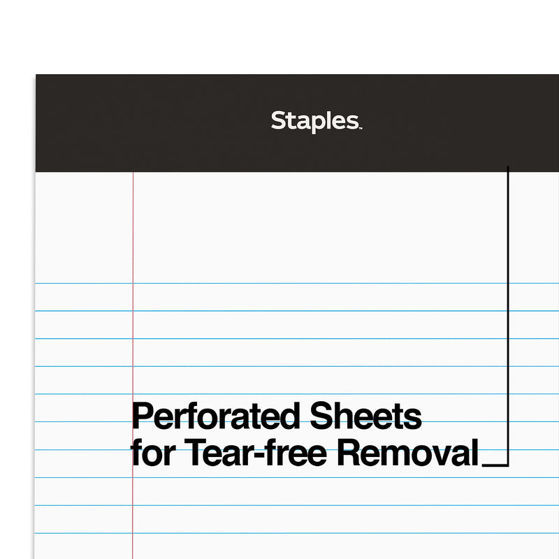 Staples Notepads, 5" x 7.25", Narrow Ruled, White, 50 Sheets/Pad, Dozen (ST57338)