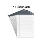 TRU RED™ Notepads 8.5" x 11.75", Narrow Ruled, White, 50 Sheets/Pad, 12 Pads/Pack (TR57369)