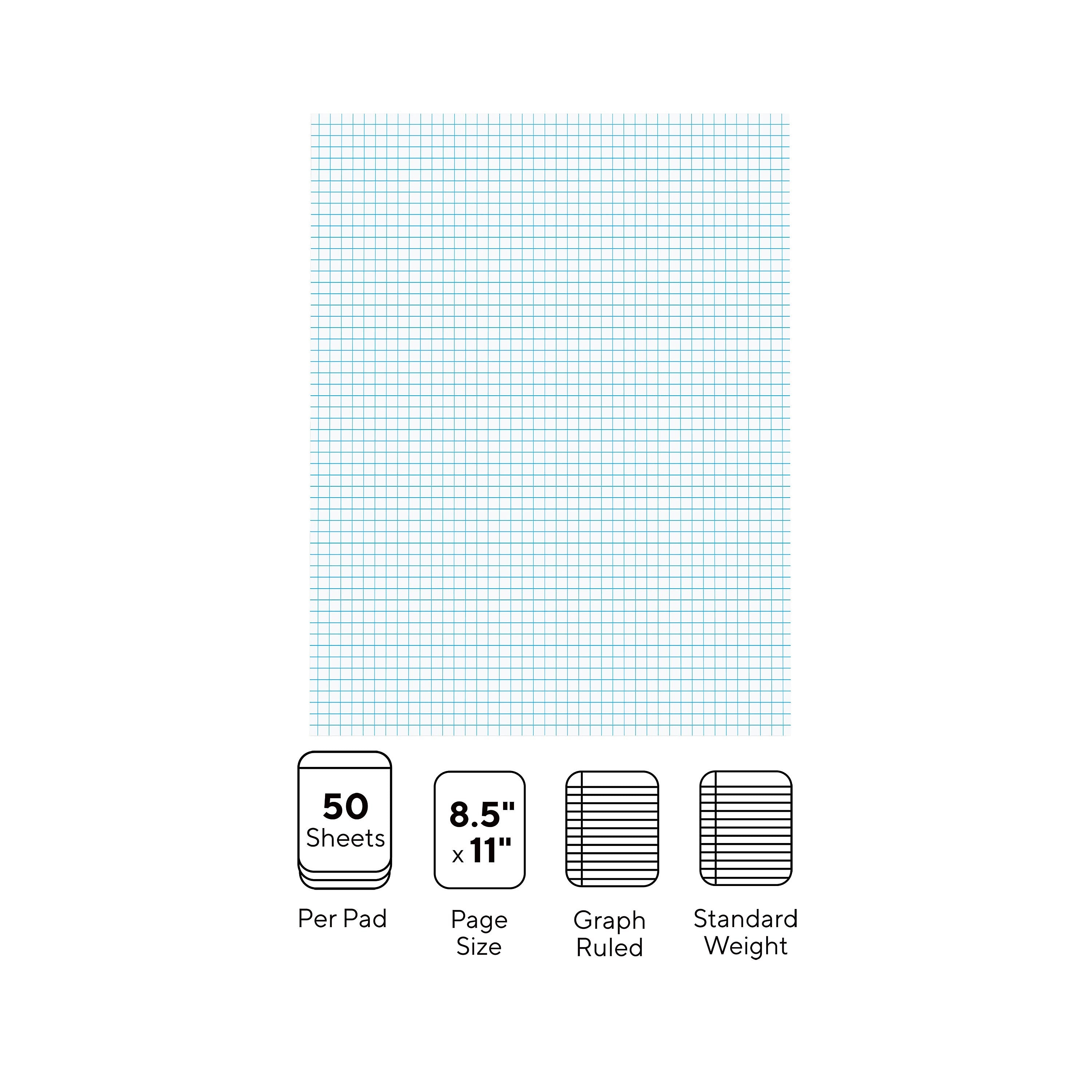 Staples® Notepads, 8.5" x 11", Graph Ruled, White, 50 Sheets/Pad, 6 Pads/Pack (ST57332)