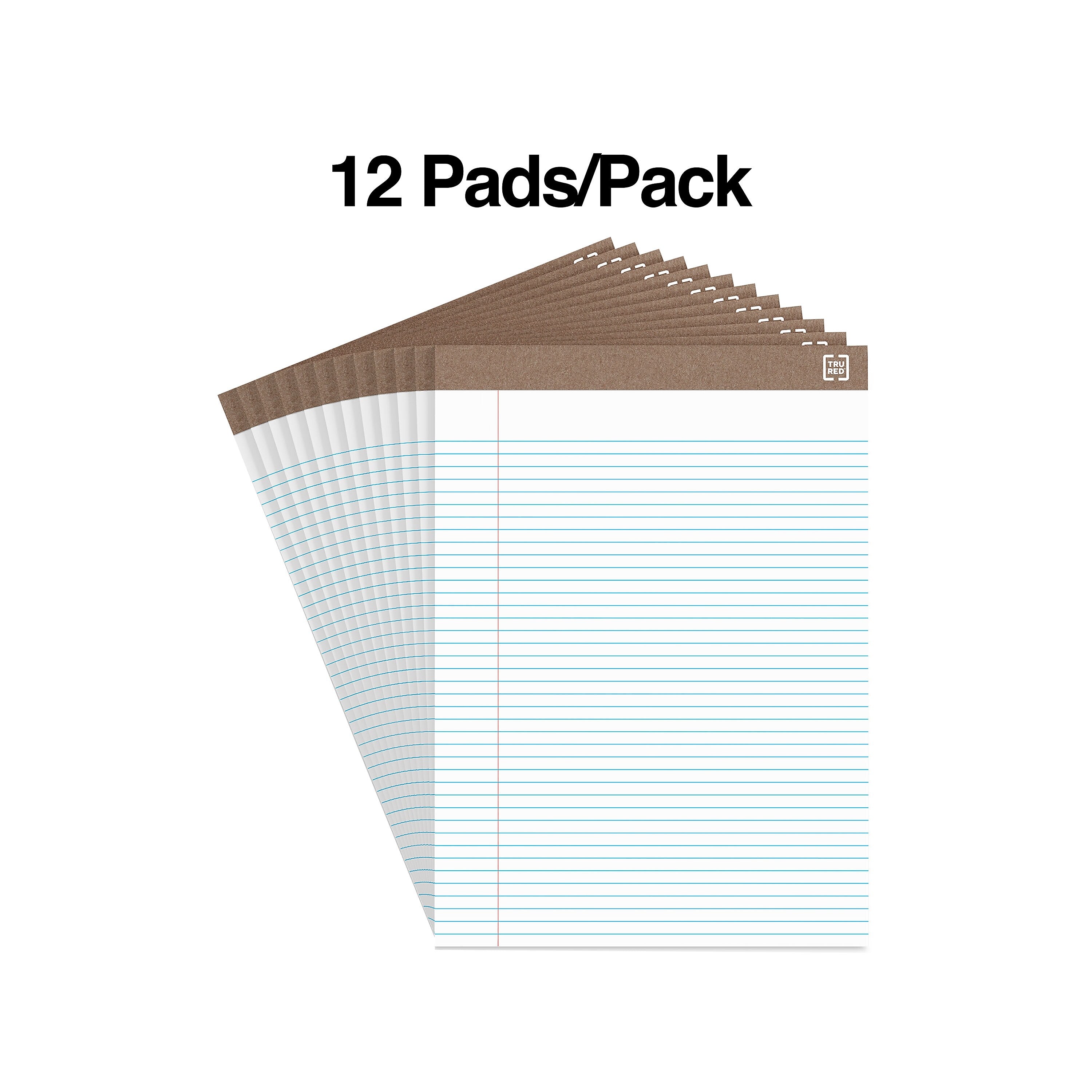TRU RED™ Notepad, 8.5" x 11.75", Narrow Ruled, White, 50 Sheets/Pad, Dozen (TR59938/TR58187)