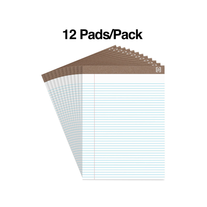 TRU RED™ Notepad, 8.5" x 11.75", Narrow Ruled, White, 50 Sheets/Pad, Dozen (TR59938/TR58187)