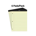 Staples Notepads, 8.5" x 11.75", Wide Ruled, Canary, 100 Sheets/Pad, 6 Pads/Pack (ST57349)