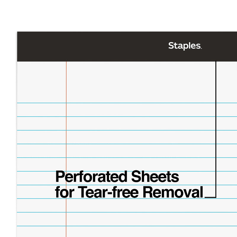 Staples Notepad, 8.5" x 11.75", Wide Ruled, White, 50 Sheets/Pad, 72 Pads/Pack (23643CT)