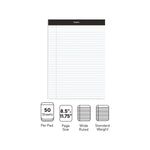 Staples Notepad, 8.5" x 11.75", Wide Ruled, White, 50 Sheets/Pad, 72 Pads/Pack (23643CT)