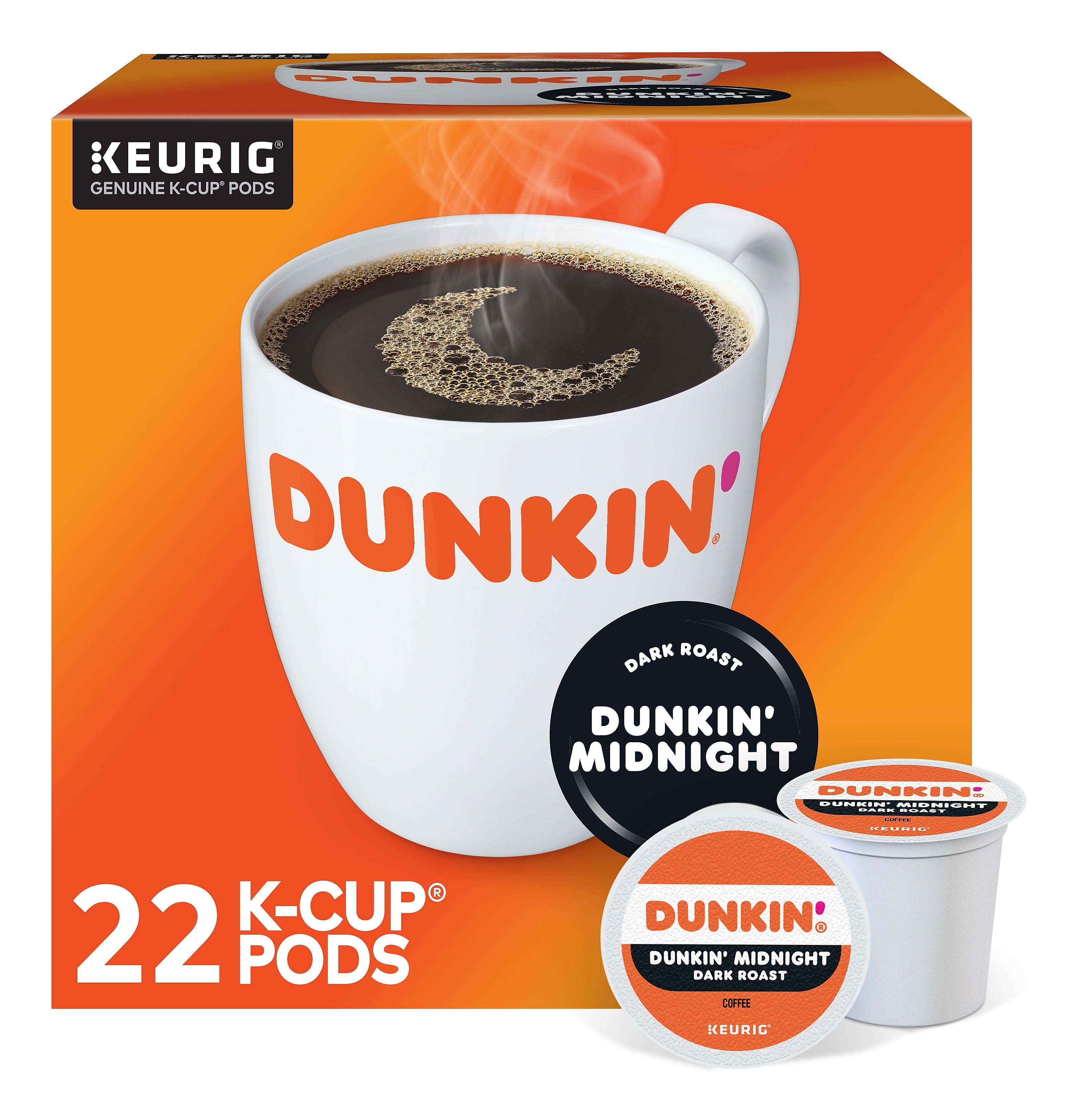 Dunkin' Midnight Coffee Keurig® K-Cup® Pods, Dark Roast, 22/Box (400849)