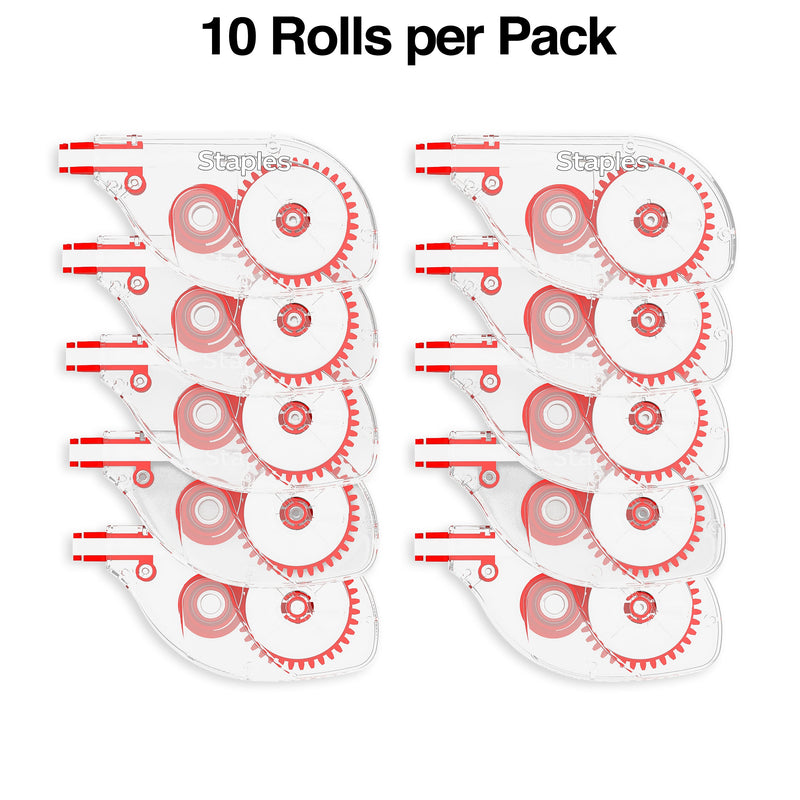 Staples Correction Tape, White, 10/Pack (ST59820)