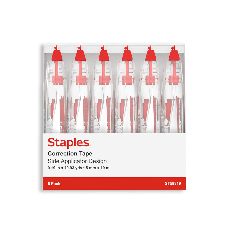Staples Correction Tape, White, 6/Pack (ST59819)