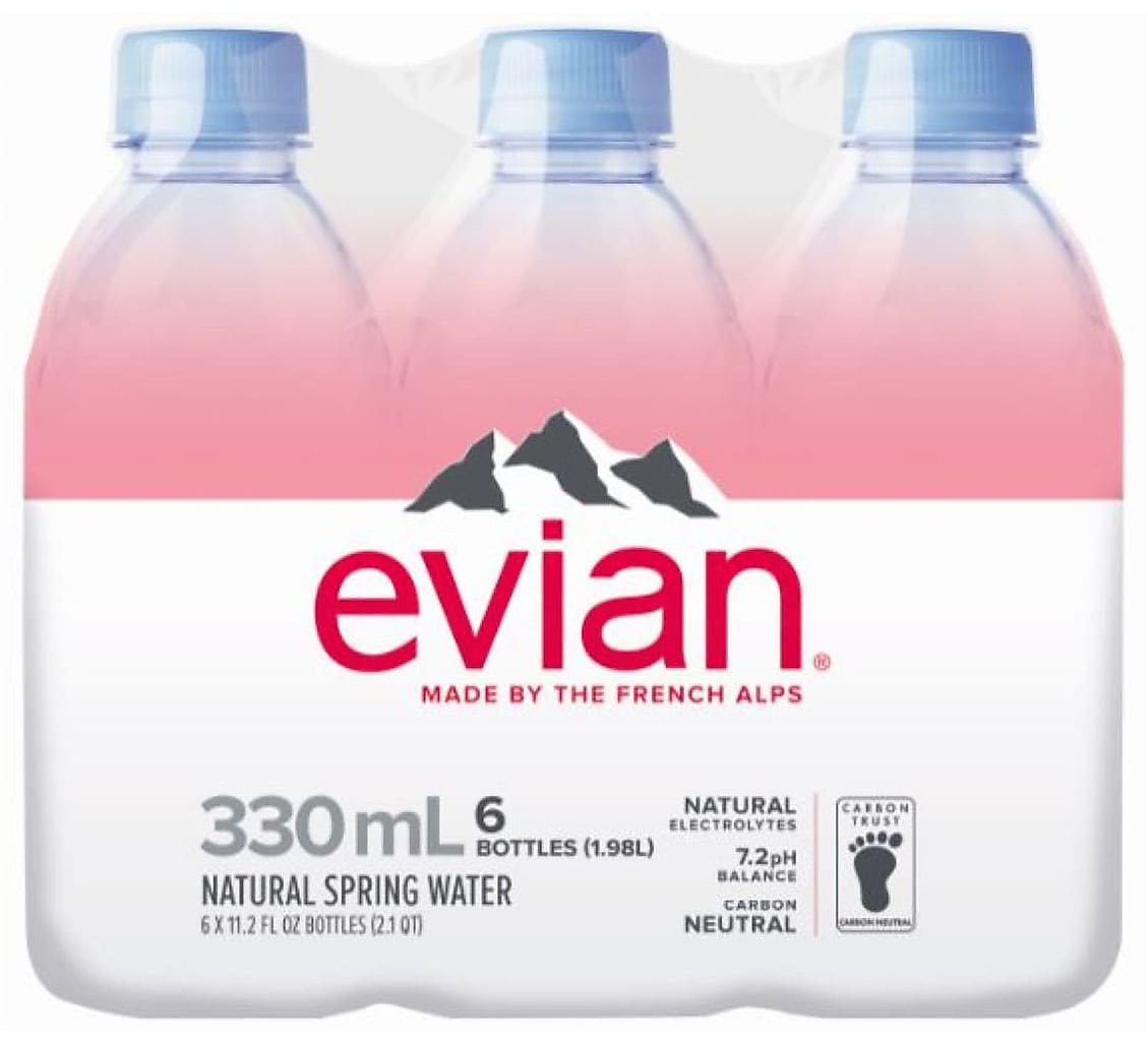 Evian Natural Spring Water, 11.2 oz., 24 Bottles/Carton (EVI11201)