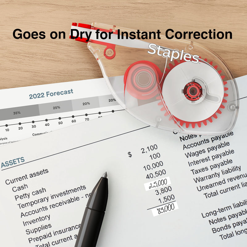 Staples Correction Tape, White, 10/Pack (ST59820)