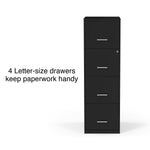 Staples 4-Drawer Vertical File Cabinet, Letter Size, Lockable, 47.2"H x 14.5"W x 18.9"D, Black (ST52152-CC)