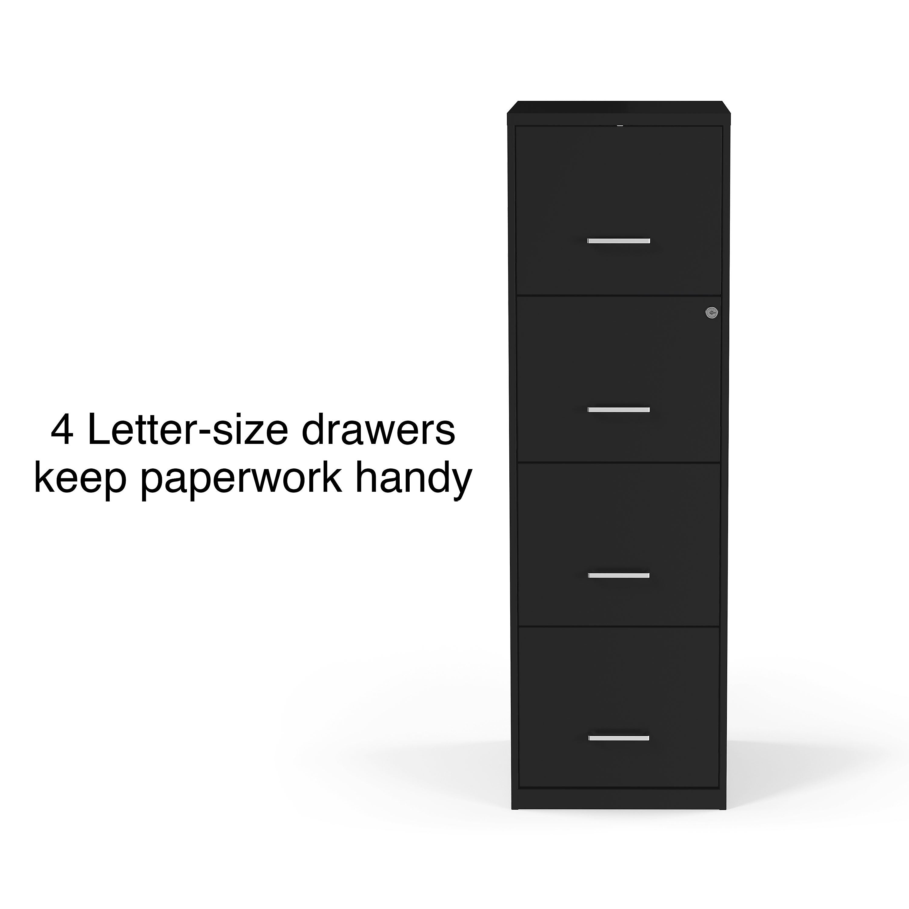 Staples 4-Drawer Vertical File Cabinet, Letter Size, Lockable, 47.2"H x 14.5"W x 18.9"D, Black (ST52152-CC)