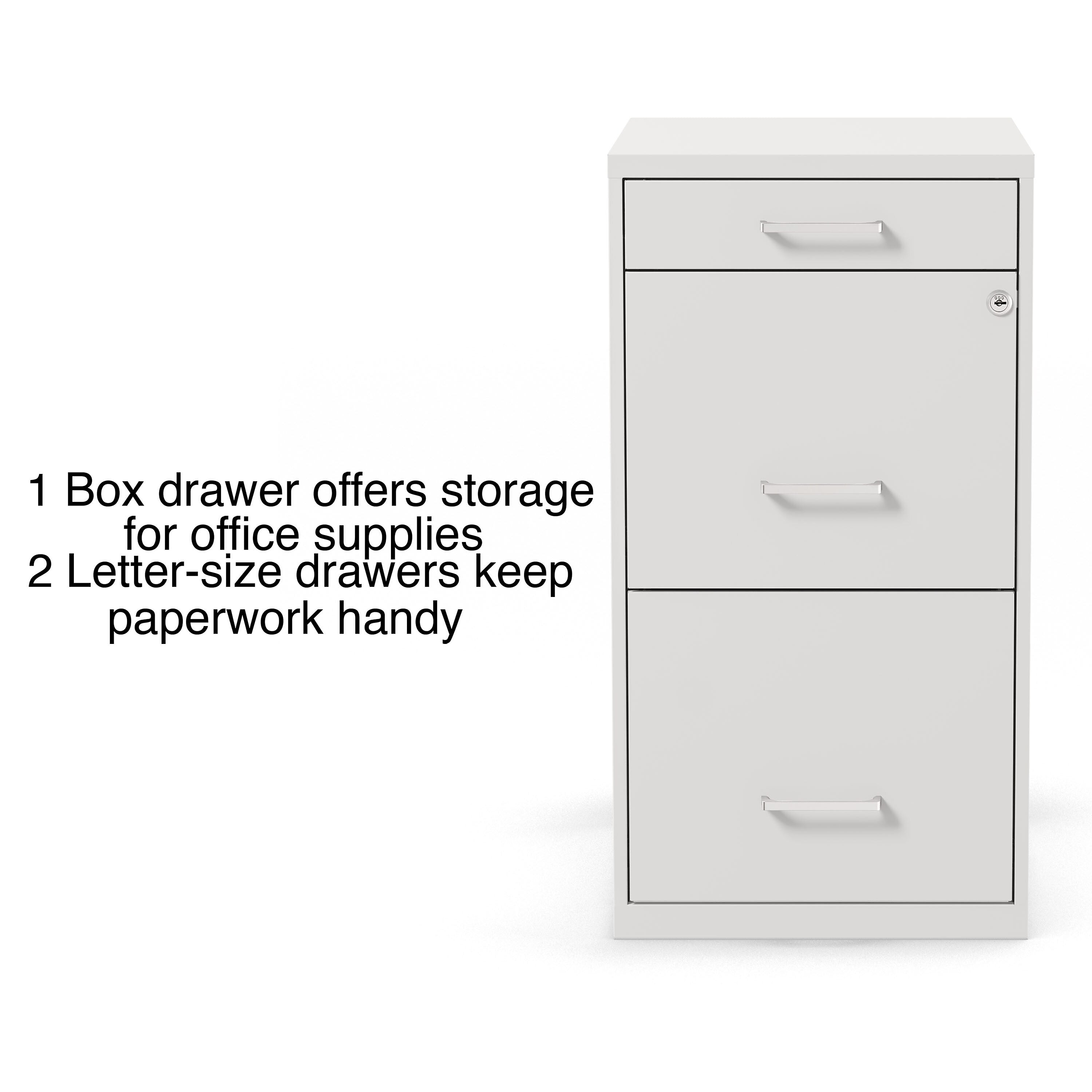 Staples 3-Drawer Vertical File Cabinet, Letter Size, Lockable, 26.9"H x 14.3"W x 18.9"D, White (ST52144-CC)