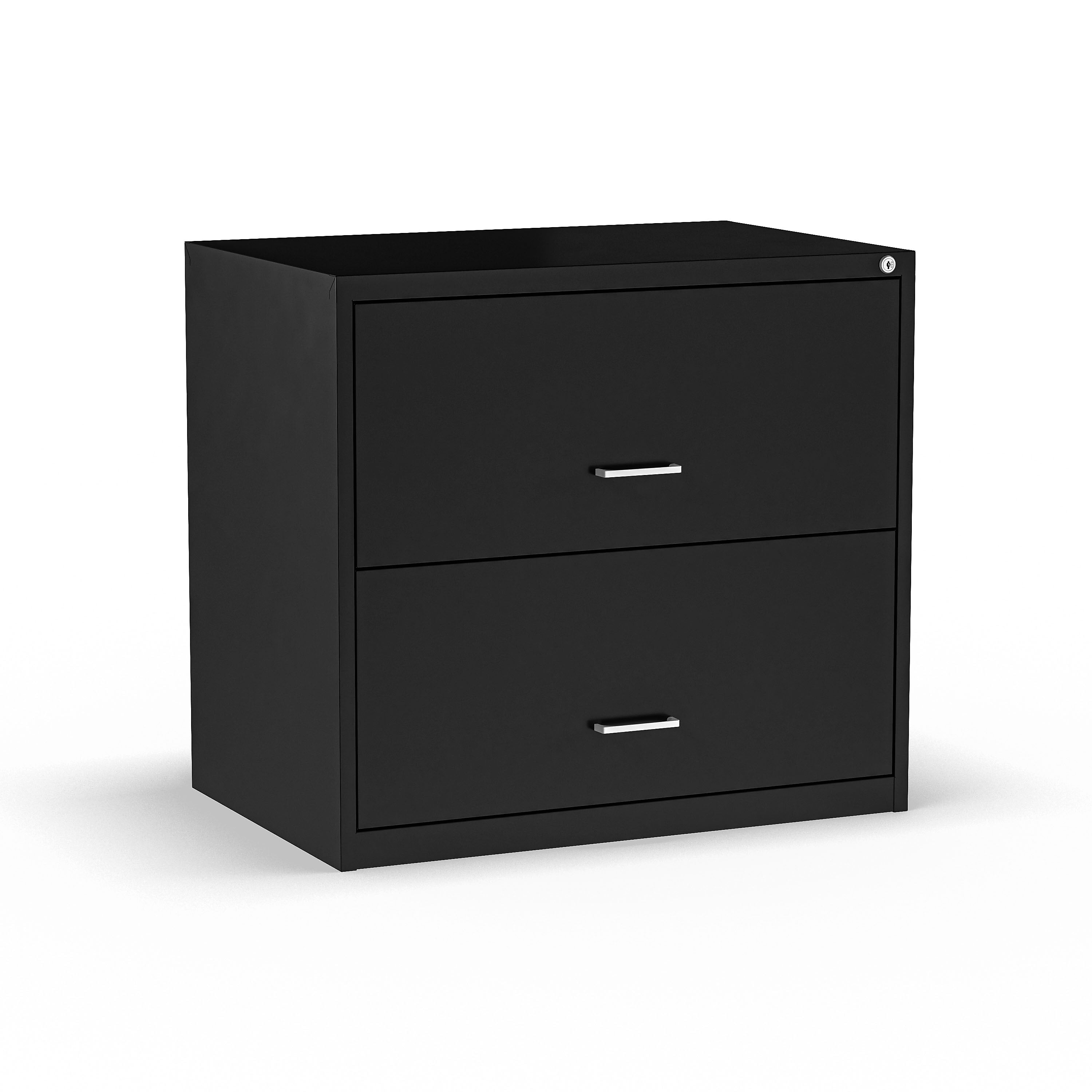 Staples 2-Drawer Lateral File Cabinet, Letter/Legal Size, Lockable, 27.3"H x 29.8"W x 20.6"D, Black (ST52141-CC)