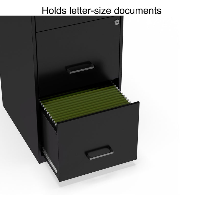Staples 3-Drawer Vertical File Cabinet, Letter Size, Lockable, 34.9"H x 14.3"W x 18.9"D, Black (ST52151-CC)