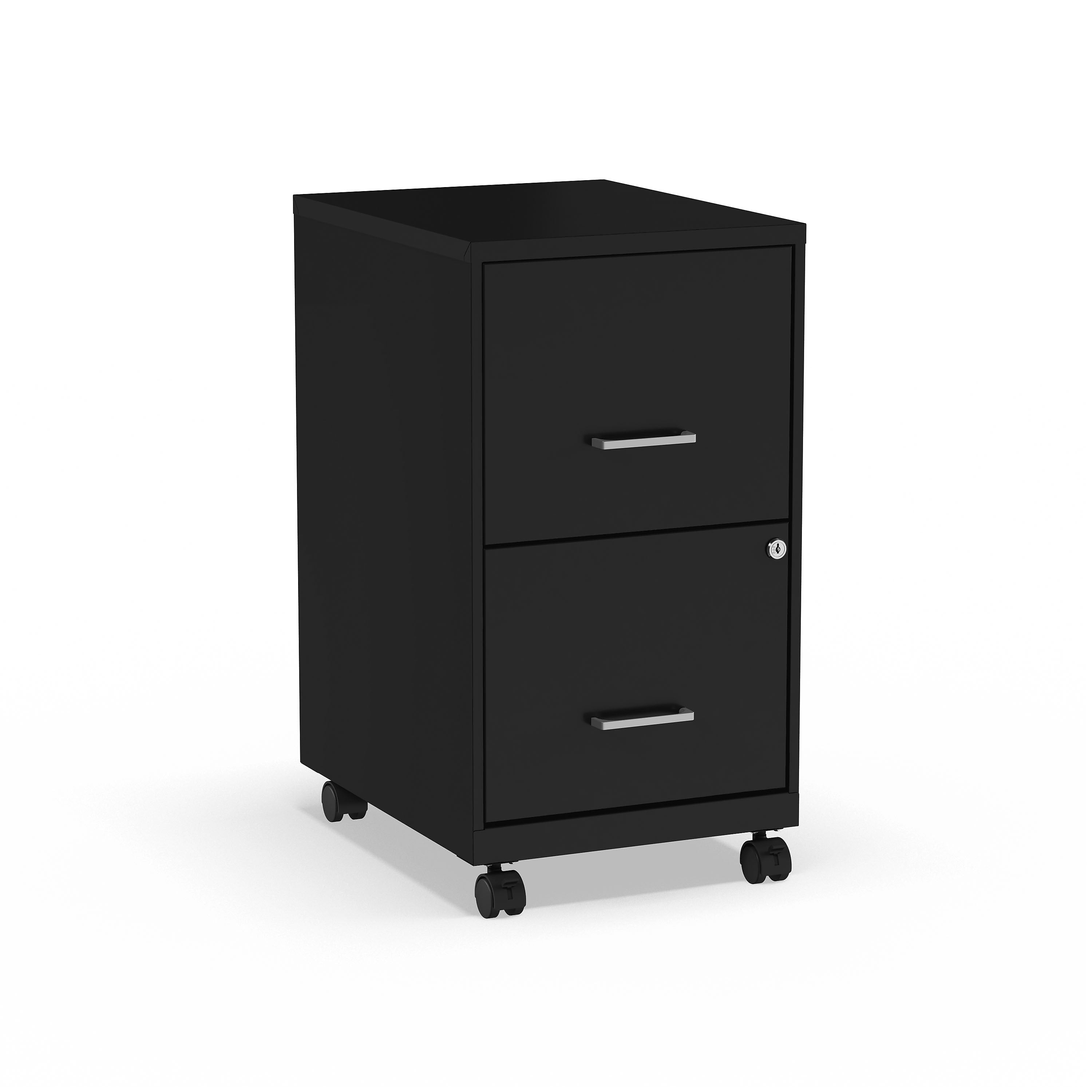 Staples 2-Drawer Mobile Vertical File Cabinet, Letter Size, Lockable, 26.3"H x 14.3"W x 18.9"D, Black (ST52145-CC)