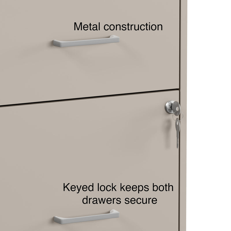 Staples 2-Drawer Vertical File Cabinet, Letter Size, Lockable, 24.1"H x 14.3"W x 18"D, Putty (ST52150-CC)