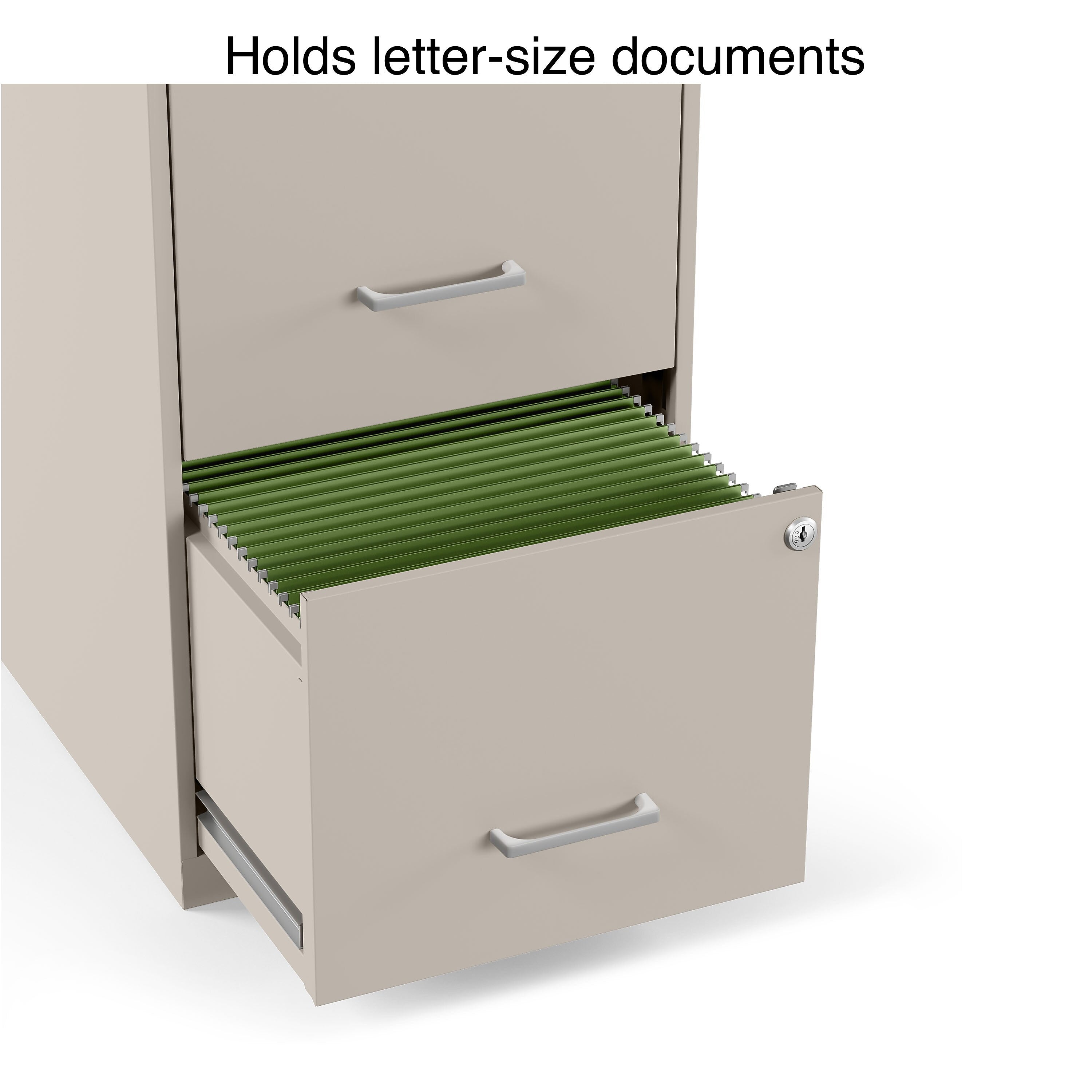 Staples 2-Drawer Vertical File Cabinet, Letter Size, Lockable, 24.1"H x 14.3"W x 18"D, Putty (ST52150-CC)