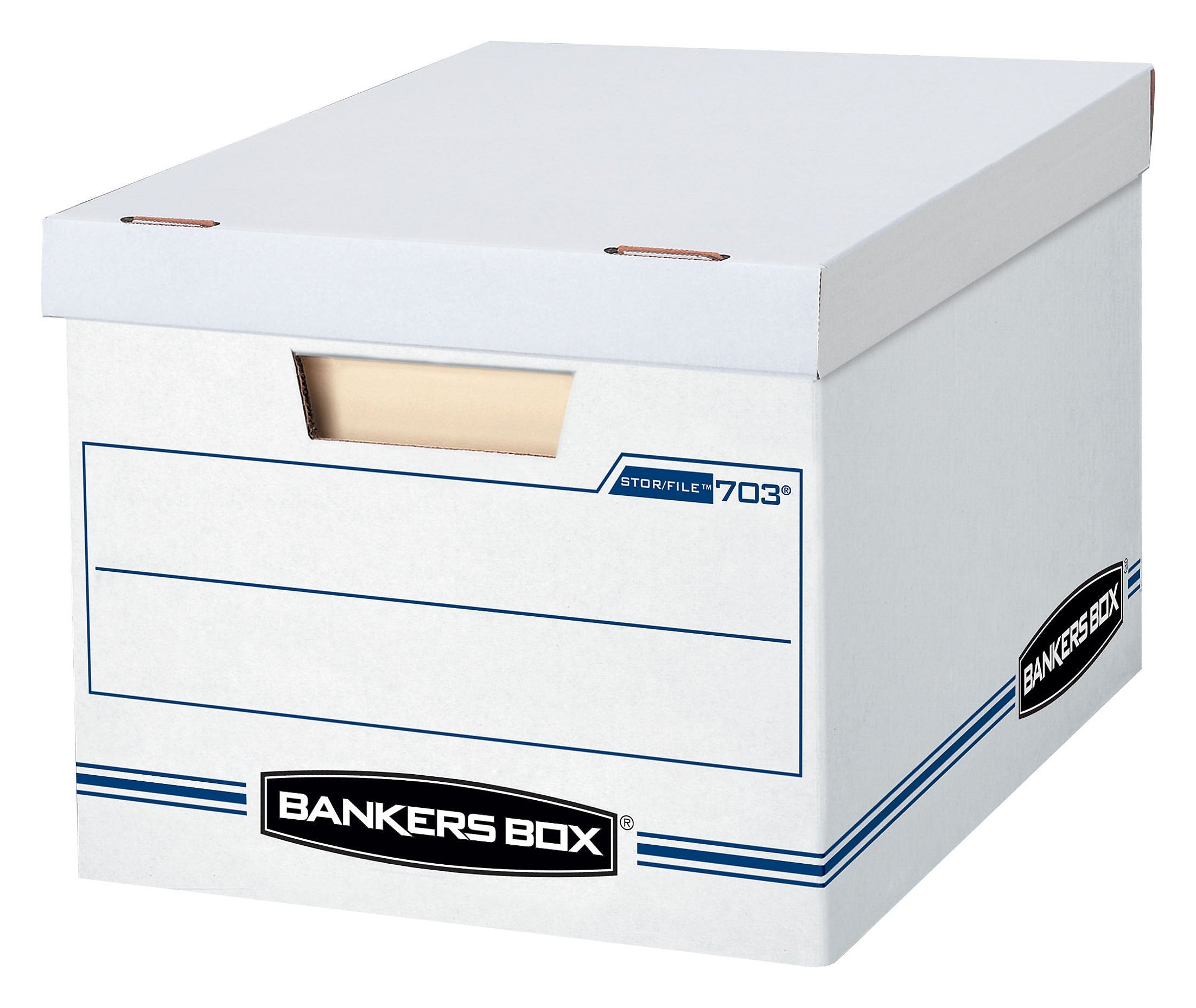 Bankers Box Stor/File 60% Recycled Corrugated File Box Lift Off Lid, Letter/Legal Size, White/Blue, 20/Pack (0070333)
