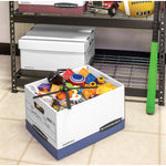 Bankers Box R-Kive Heavy Duty 60% Recycled FastFold Corrugated File Box Lift Off Lid, Letter/Legal Size, White/Blue, 20/Carton